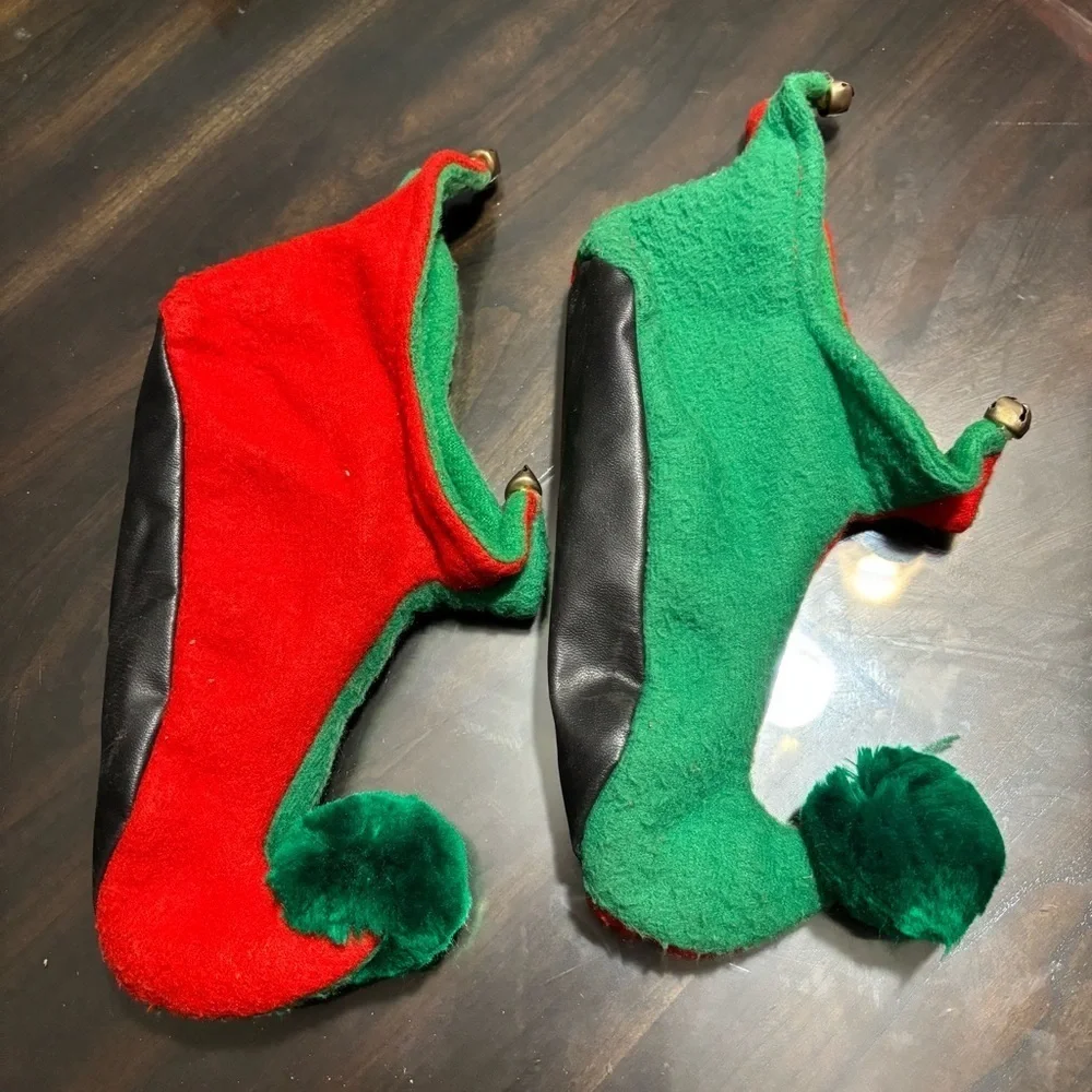 Unbranded Kids Red Green Elf Costume - top, elastic pants, hat w/bells and shoes